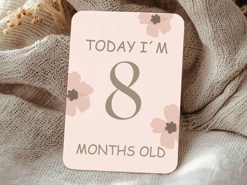 Printable Baby Girl Milestone Cards | Neutral Floral Baby Milestones ...