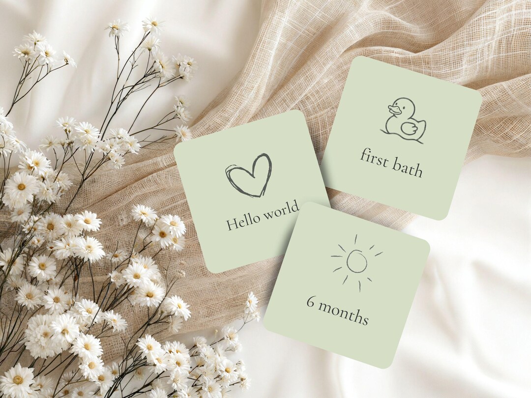 Sage Green Baby Milestone Cards | Minimalist Month Cards (PDF Download ...