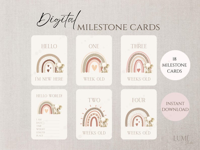 Printable Baby Milestone Cards for Girls, Neutral 5x7, A4 Ready to ...