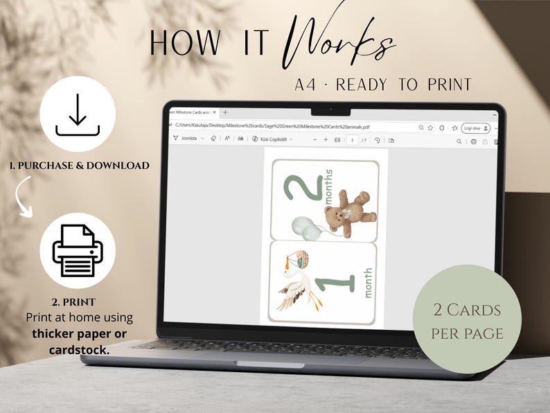 Baby Milestone Cards Printable | Sage Green Monthly Milestone Cards 1 ...
