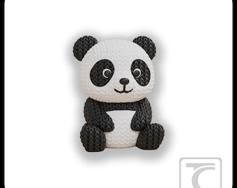 Figurine de panda imprimée en 3D, décoration de bureau texturée en tricot, animal de collection kawaii