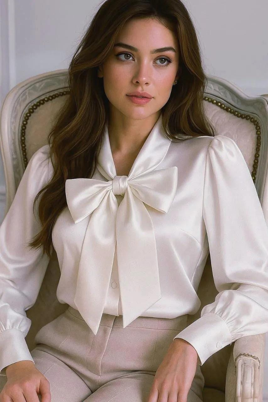 ELIN satin bow tieblouse最終お値下げ中❗️ Satin Bow Blouse - Etsy