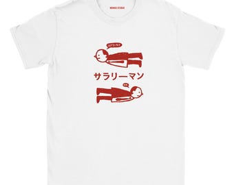 Japanese Salaryman Graphic Tee | Minimalist Streetwear Shirt, Flying Office Workers
