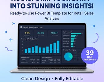 Power BI Retail Sales Dashboard | Interactive Template (Digital Download)