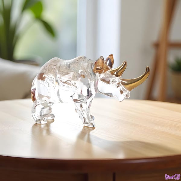 Kristall Nashorn Figur für Wohnkultur - Elegantes Geschenk für Tier- und Kunstliebhaber
