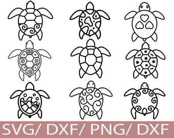 Sea Turtle SVG Bundle | Ocean Animal Outlines (Digital Download