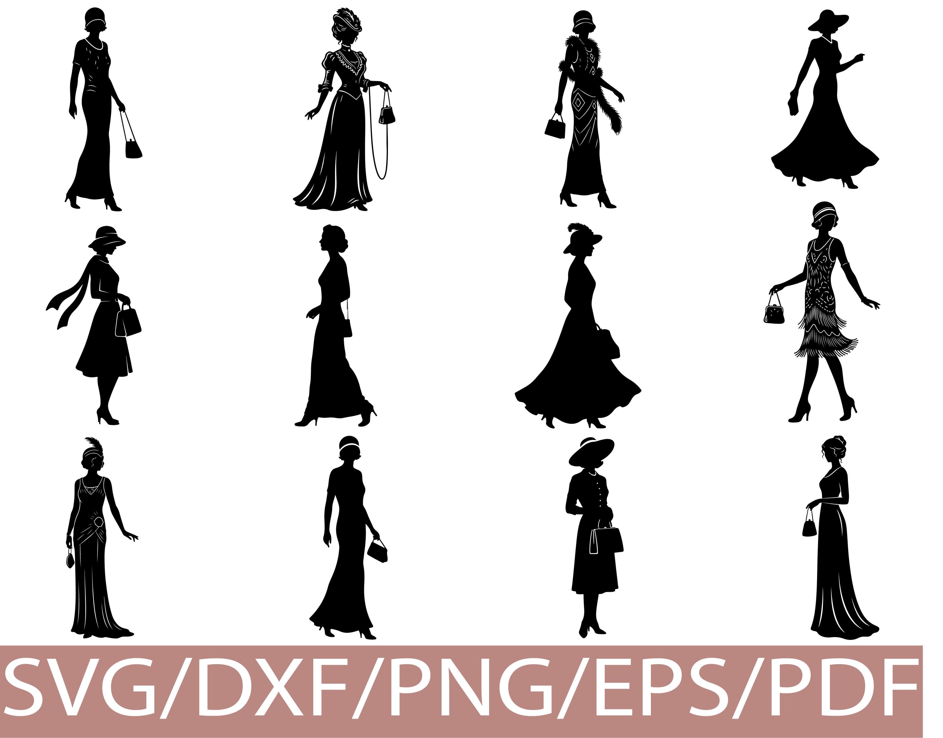 Lady in Long Dress Silhouette - Etsy