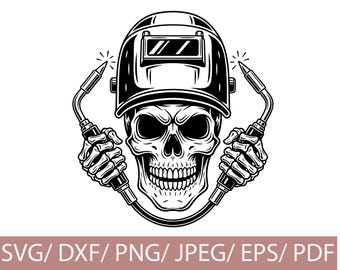 Welder Skull SVG | Silhouette Welding Helmet Clipart (Digital Download)
