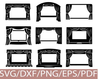 Theater Stage Curtain SVG Silhouette Bundle Drama Show Frame Design