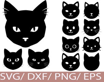 Cat Silhouette SVG Bundle | Minimalist Clipart, Cricut Cut Files (Digital Download)