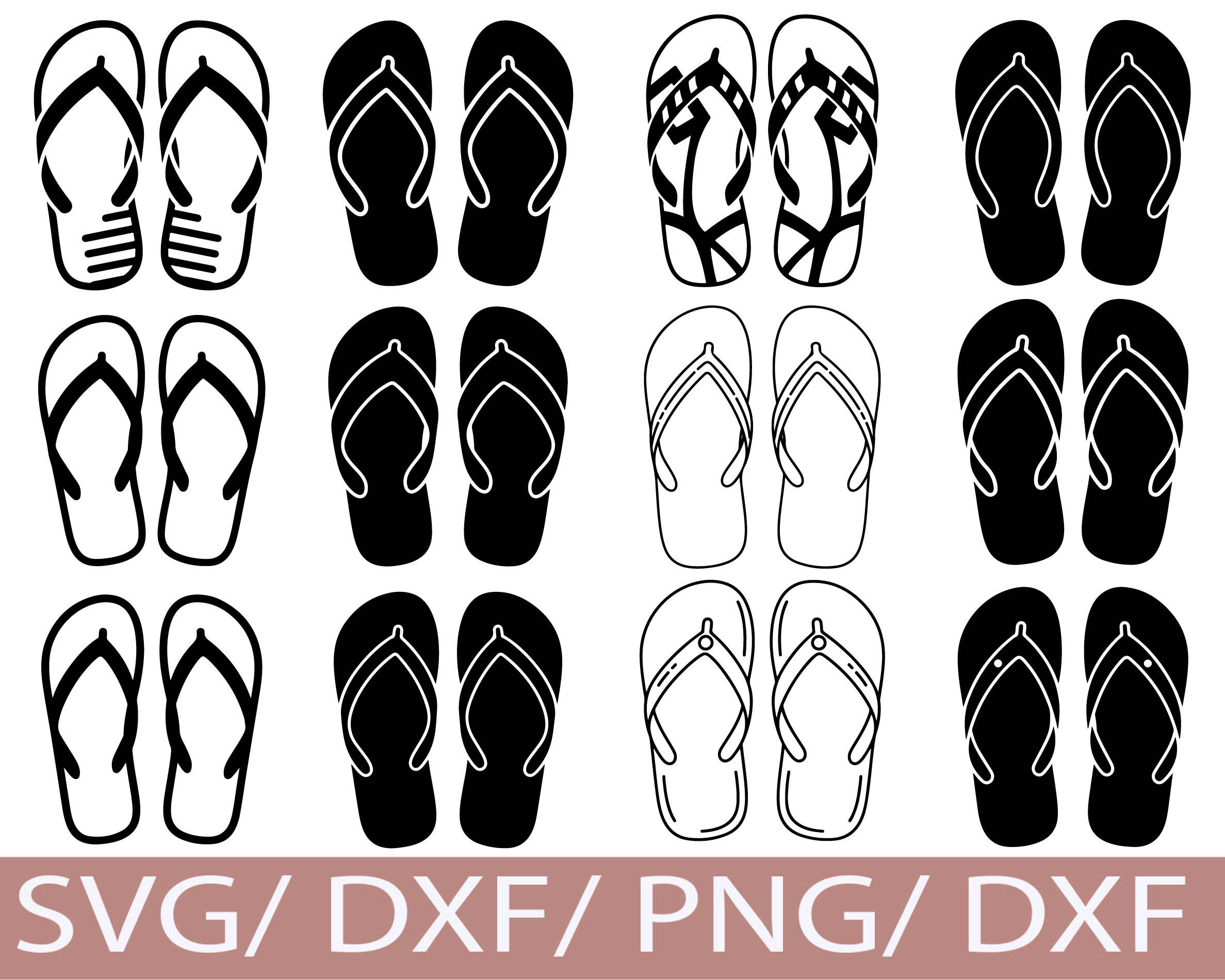 Flip Flop SVG Bundle | Summer Sandals Silhouette Clipart | Beach Shoes ...