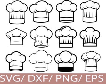 Paquete SVG de gorro de chef, silueta de gorro e iconos de cocina (descarga digital)
