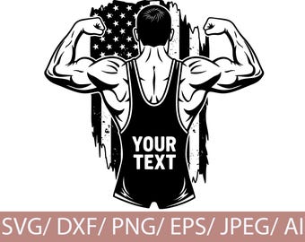 Muscular Man American Flag Gym Silhouette (Digital Files)