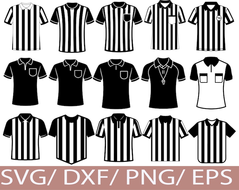 Referee Jersey SVG Bundle | Striped Sports Shirt Icons | Umpire Uniform ...