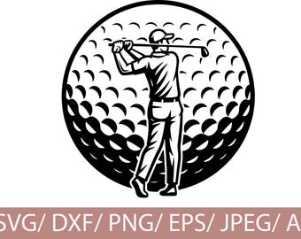 Silueta de golf SVG, clipart de golfista, archivo de corte Cricut, SVG deportivo