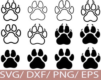 Tiger Paw Print SVG, Wildcat Silhouette Bundle (Digital Download)