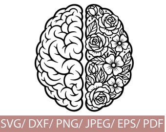Floral Brain SVG | Anatomy Art, Mind Design (Digital Download