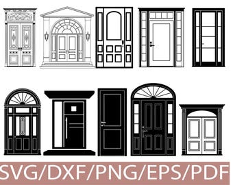 Front Door Silhouette Bundle SVG Classic Entryway Door Clipart Set