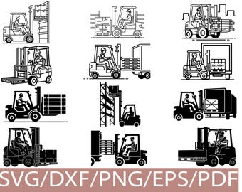 Forklift SVG Silhouette Bundle, Warehouse Equipment Collection for Cricut Crafts