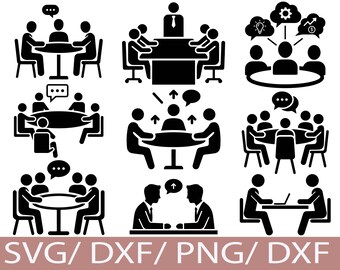 Business Meeting Clipart, Office Teamwork Graphics (SVG, PNG, DXF)