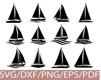 Sailing Boat SVG Silhouette Bundle Nautical Sailboat Ocean Cut Design