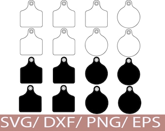Cow Ear Tag SVG, Cattle ID Shapes, Farm Livestock Clipart (Digital Download)