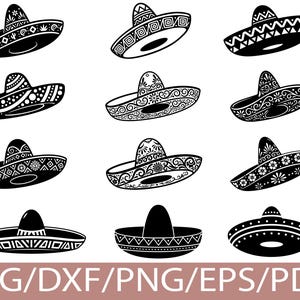 Puede incluir: Una colección de nueve diseños de sombreros negros y blancos. Cada sombrero presenta un patrón decorativo único, que incluye formas geométricas, motivos florales y líneas intrincadas. Los sombreros se muestran sobre un fondo blanco.
