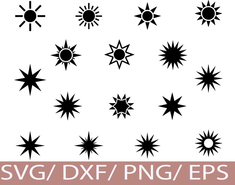 Sun Rays Dxf Sun Icon SVG Bundle | Starburst Sun Clipart (digital Download) - Etsy