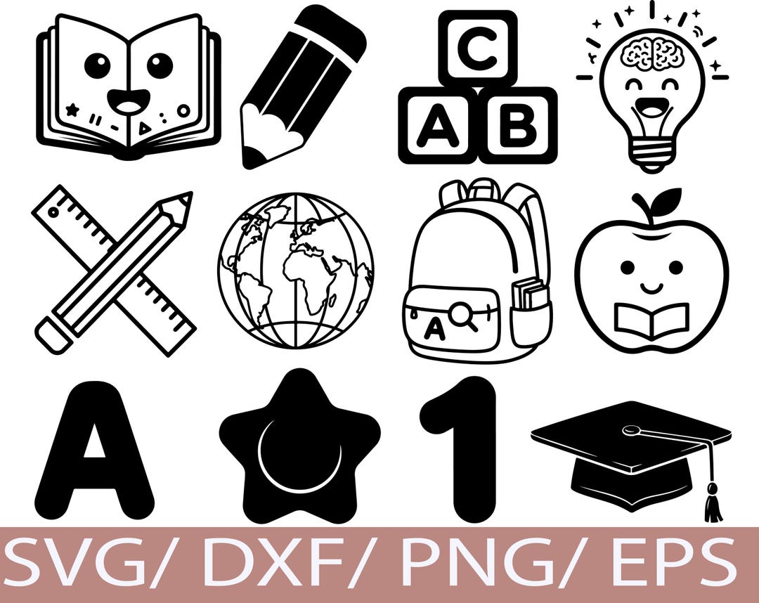 School SVG Bundle | Teacher Clipart, Learning Icons (digital Download ...