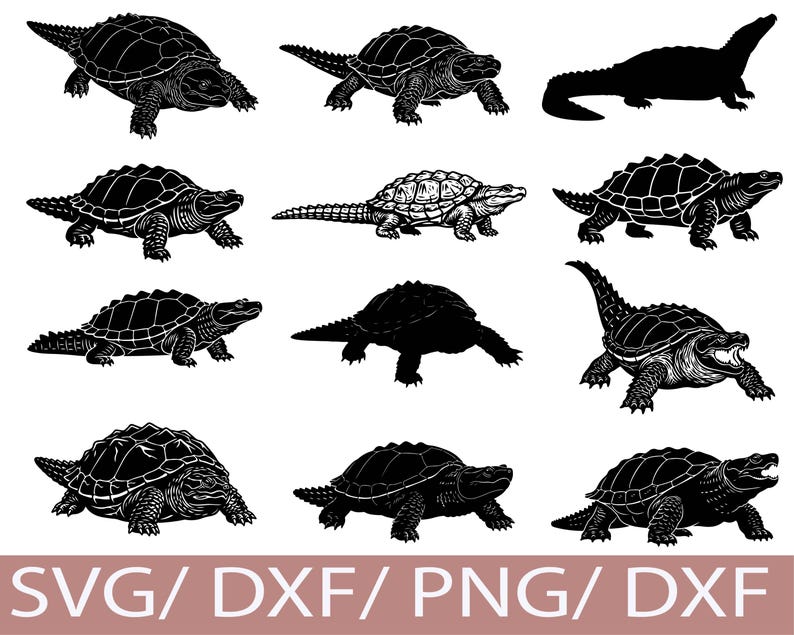 Snapper Turtle Dxf Alligator Snapping Turtle SVG Bundle | Turtle Silhouette | Reptile Dxf ...