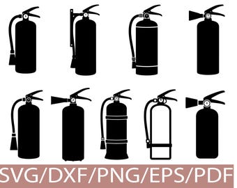 Fire Extinguisher SVG Silhouette Bundle Safety Equipment Clipart Set