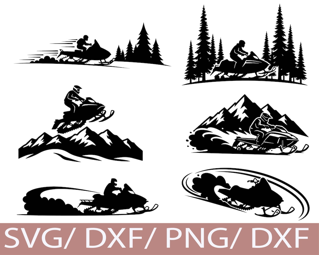 Snowmobile SVG Bundle | Snowmobiling Silhouette | Winter Sport ...