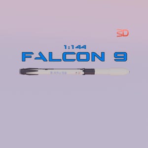 Miniatura em escala 1/144 do foguete Falcon 9 da SpaceX.