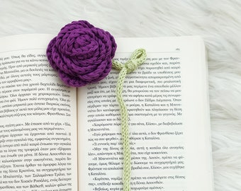 Crochet rose bookmark, rose page mark, cute crochet rose, flower bookmark, book lovers gift, bookworm gift, teacher gift idea, knit bookmark