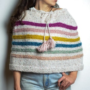 Striped Capelet Knitting Pattern: Easy Spring Knit (Digital File)