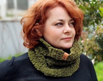 Velvet crochet cowl, deluxe velvet neckwarmer, soft velvet scarf, crochet velvet cowl, crochet neckwarmer, super soft cowl