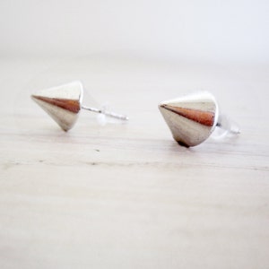Silver spike stud earrings, Plastic silver earrings, Cyber goth spike studs, Silver gothic stud, Electro industrial silver punk stud earring