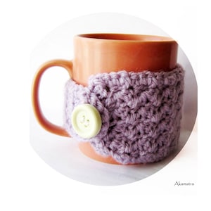 Lilac Crochet Cup Cozy: Acrylic Coffee Sleeve