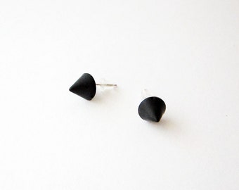 Black spike stud earrings, Small black cone post earrings, Black plastic posts, Minimal black earrings, Gothic earrings, Cyber goth earring