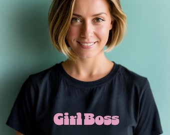 Koszulka z napisem „Empowering Slogan Girl Boss” dla kobiet | Styl pełen pewności siebie | Sprawia, że się rumienisz