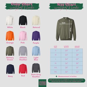 The image is a color chart and size chart for a sweater and a handle, displaying various color options and corresponding measurements.