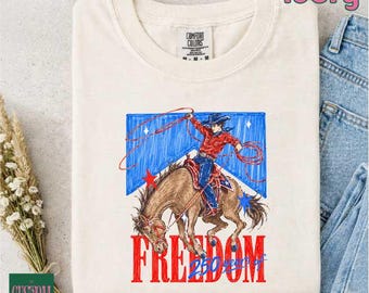 Camiseta de 250 años de libertad, camiseta vaquera patriótica de EE. UU., camiseta western de Estados Unidos 1776-2026, top country del 4 de julio, ropa con estampado de caballos salvajes