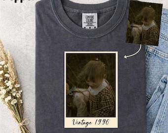 Personalisiertes Vintage Foto Shirt, Ihr Text hier, Geburtstags Foto T-Shirt, Komfort Farben Benutzerdefiniertes Polaroid Top, besondere Tage Geschenk für sie / ihn