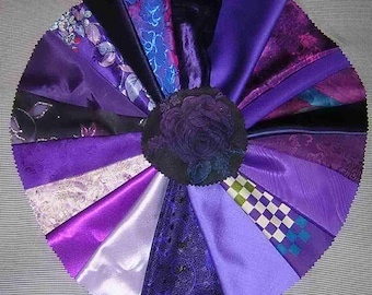 Purple Fabric Scraps: Silk, Velvet, Brocade - 20 PCS Art Quilting