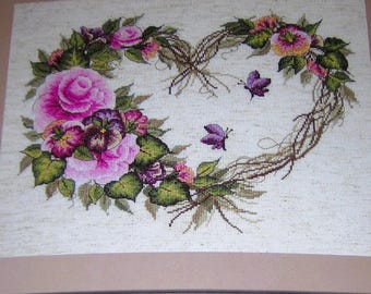 Counted Cross Stitch Kit -Grapevine Wreath with Floral - Bucilla 2002