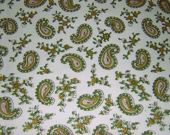 Vintage  Green Paisley Cotton Denim -2 1/2 Yards x 45" wide