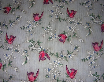 BTY -Black & White Stripe Cotton Quilt Fabric: Red Birds, Mary Ellen Hopkins Collection