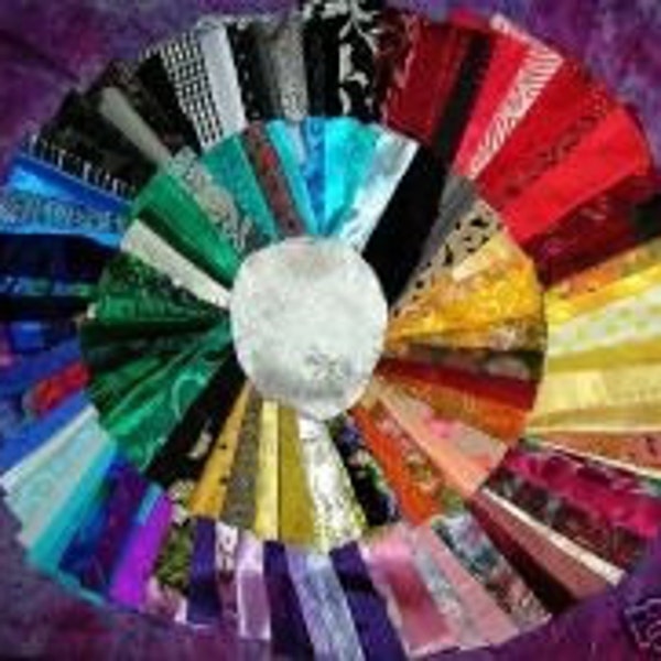 Lot - Fancy Crazy Quilt Fabrics - 80 pcs -various sizes  -Satins, Silks, Velvets, etc.