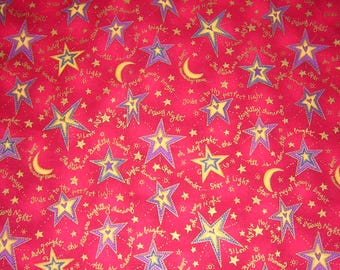 Red Christmas Quilt Fabric: Stars & Moons, 3 Yard Piece