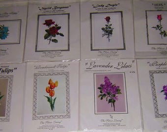 Floral Counted Cross Stitch Patterns Choice of 8 - The Silver Lining - Hope, Roses, Lilacs, Tulips, Blue Poppy
